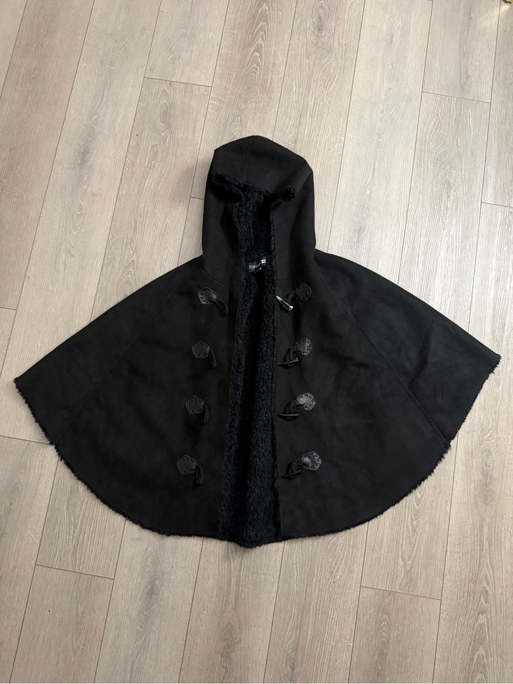 Forever 21 Black Faux-Sherpa Lined Coat